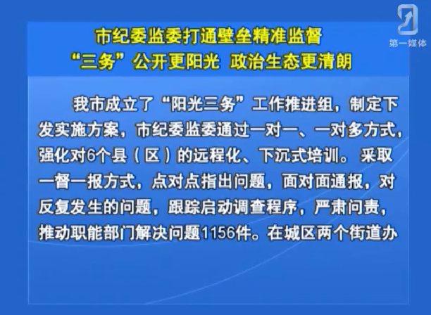 市纪委监委打通壁垒精准监督“三务”公开更阳光 政治生态更清朗