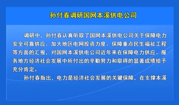 孙付春调研国网本溪供电公司